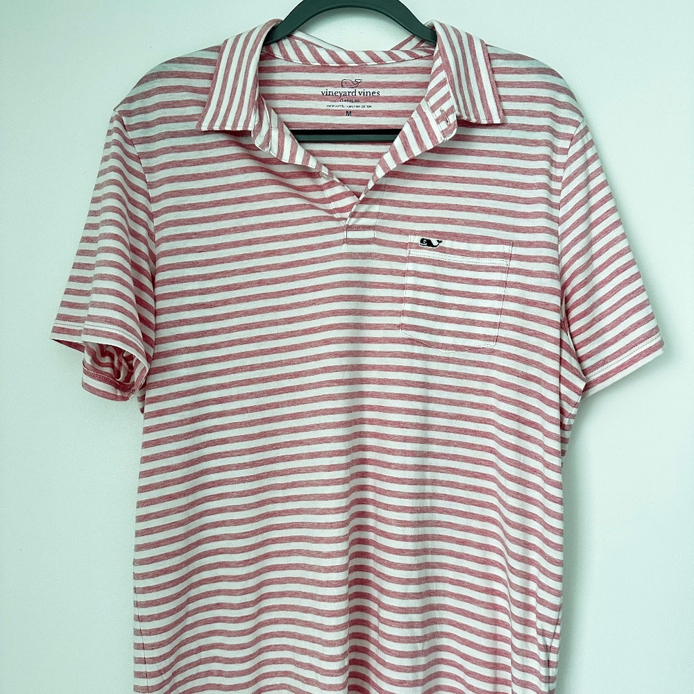 Vineyard Vines Pink Striped Polo - Medium